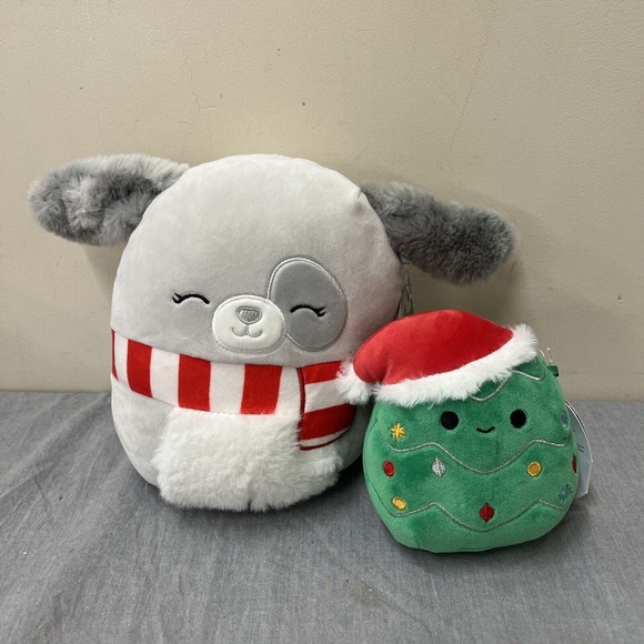 Squishmallow Holiday Ivy Dog 8” & Carol 5" Kellytoy 2022 NWT Plush Stuffed Chrty - Picture 1 of 10